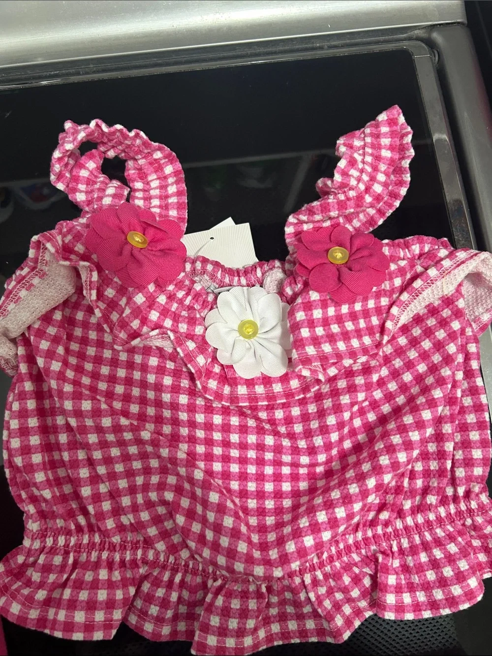 Girls size 6 new nwt Gigham gingham two piece outfit set flowers